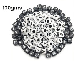 Cuentas plasticas cubo negro zodiaco blanco